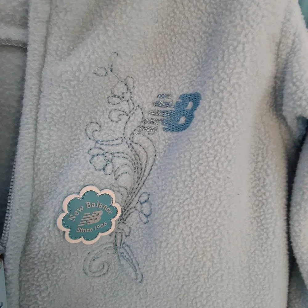New Balance Girl's Size 6 Blue Floral Full Zip‎ Fleece Jacket